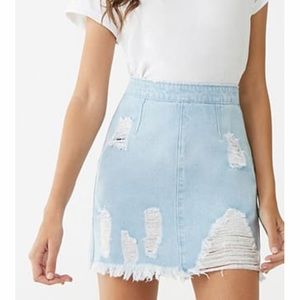 Distressed Denim Mini Skirt